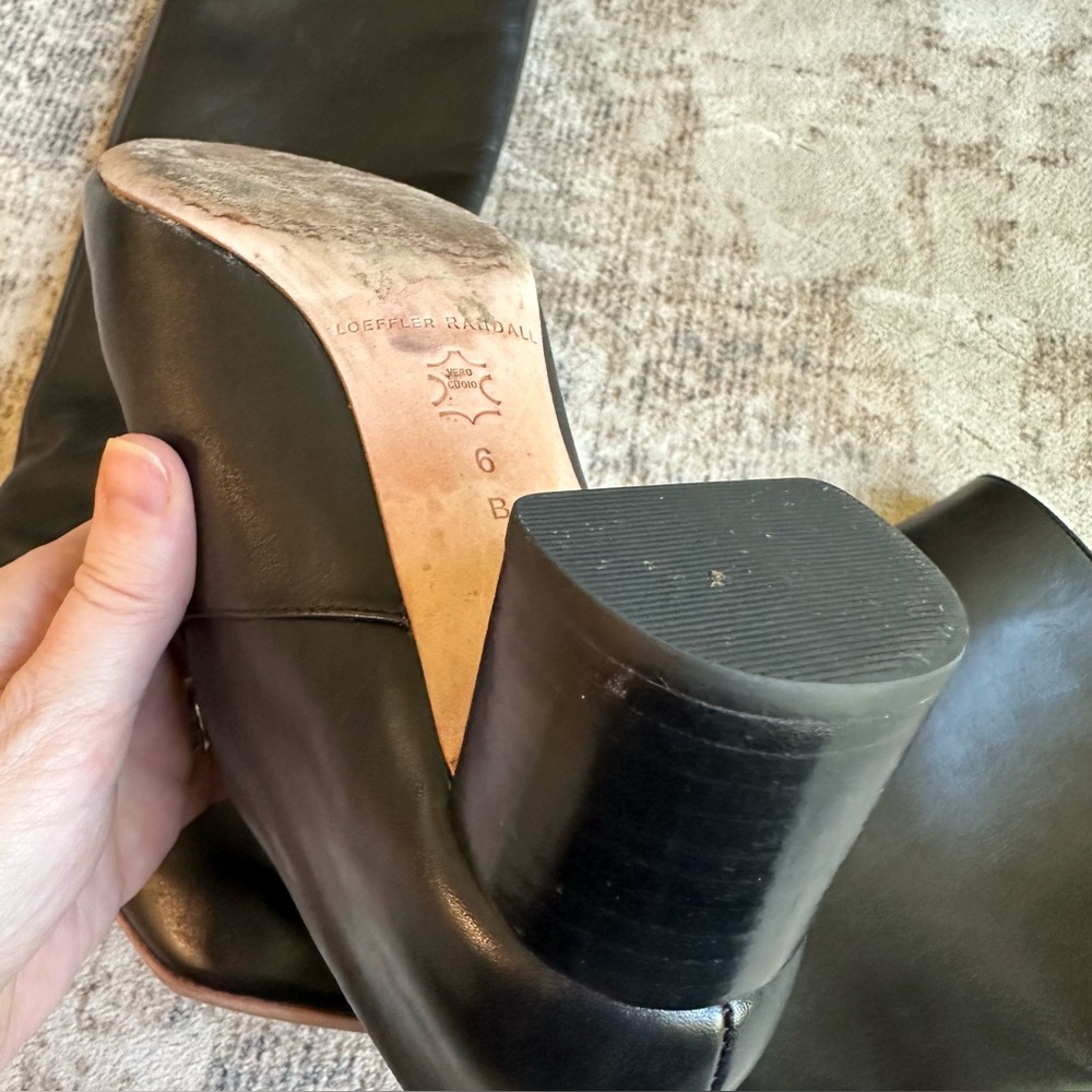 Loeffler Randall Gia Black Leather Tall Boots Sz 6B Almond Toe Mid Heel RT$695 - Picture 8 of 9